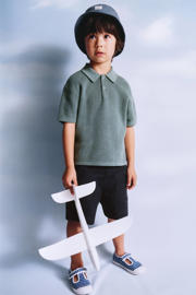 thumbnail: Mango Kids chino short met linnen donkerblauw