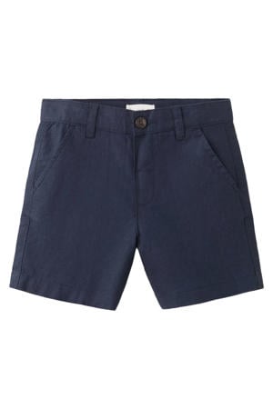 chino short met linnen donkerblauw