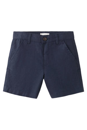 chino short met linnen donkerblauw