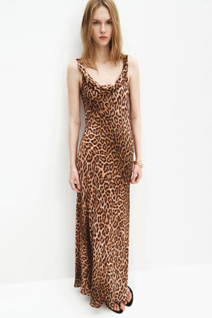 cocktailjurk met dierenprint bruin