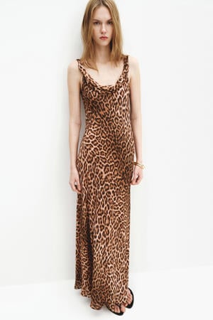 cocktailjurk met dierenprint bruin