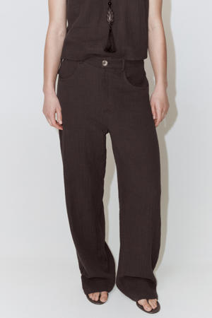 barrel regular waist broek bruin