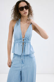 thumbnail: Mango wide leg jeans light blue denim
