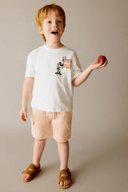 thumbnail: Oranje jongens Mango Kids cargo short van katoen met elastische tailleband met koord en effen