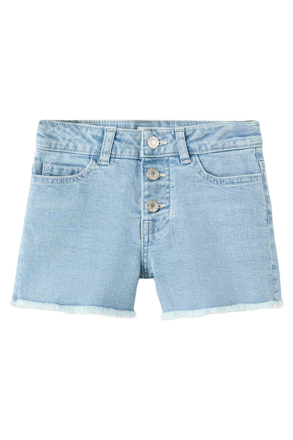 Light blue denim meisjes Mango Kids short van denim met knoopsluiting en effen