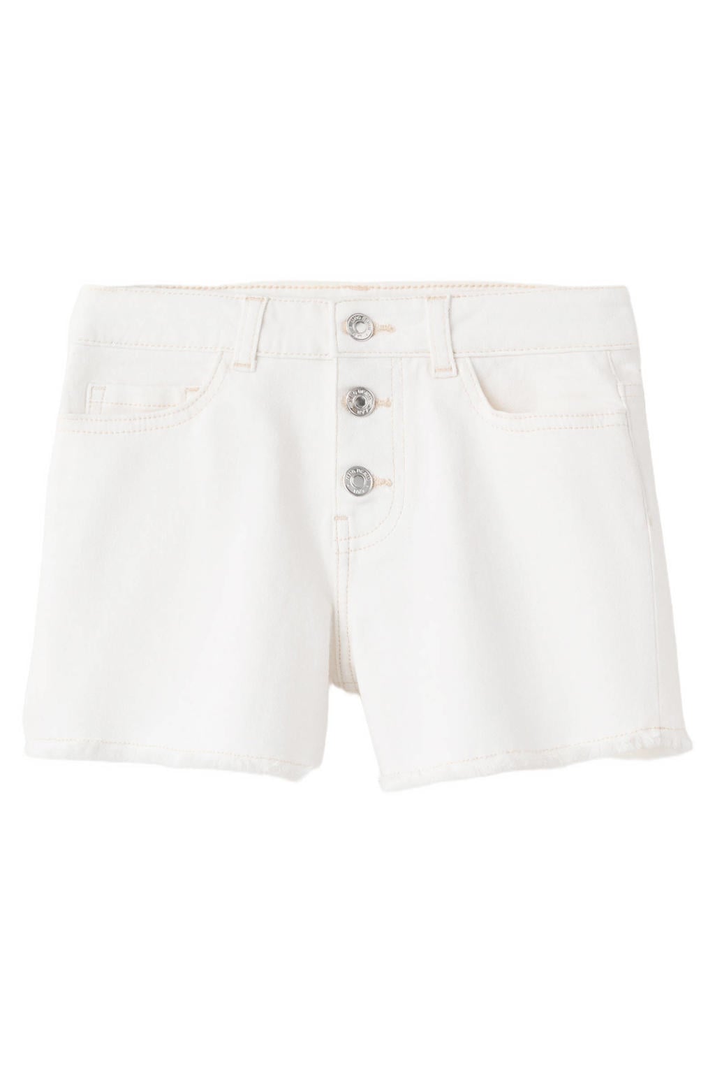 Witte meisjes Mango Kids short van denim met knoopsluiting en effen