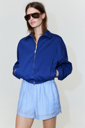straight regular waist gestreepte casual short lichtblauw