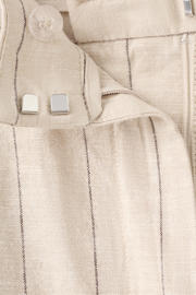 thumbnail: Mango straight regular waist broek met linnen met krijtstreep beige