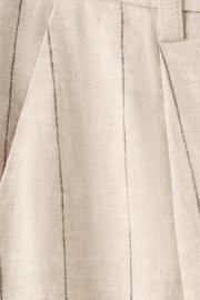 thumbnail: Mango straight regular waist broek met linnen met krijtstreep beige