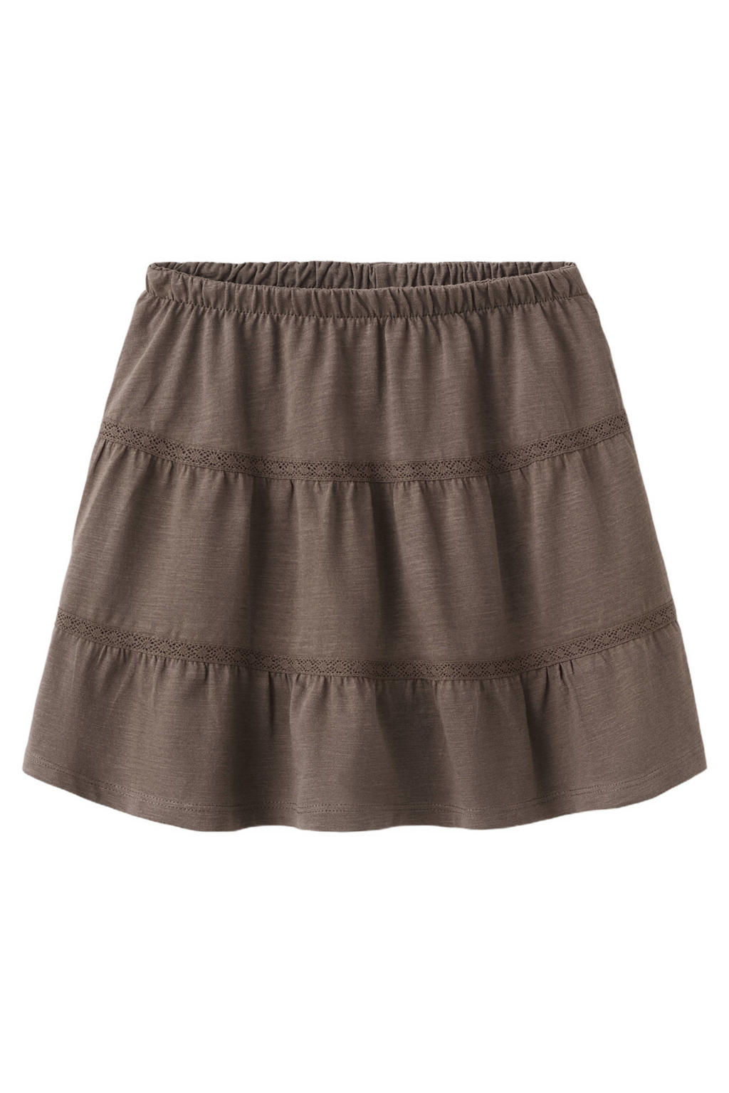 Bruine meisjes Mango Kids strokenrok voorzien van elastische tailleband