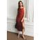 Mango one shoulder jurk roodbruin
