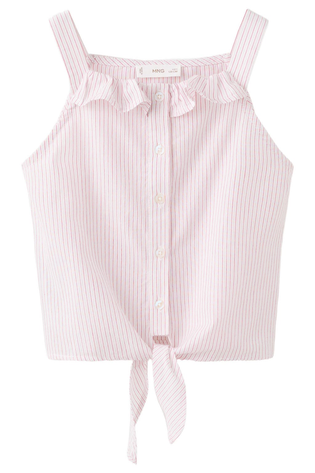 Lichtroze meisjes Mango Kids gestreepte mouwloze top met vierkante hals