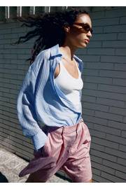 thumbnail: Mango blouse met krijtstreep lichtblauw