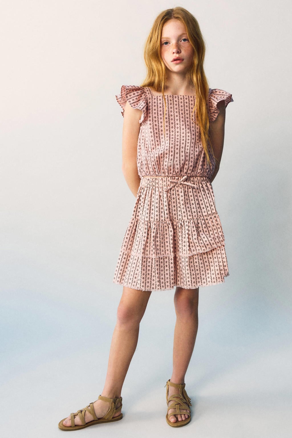 Mango Kids gebloemde korte rok - lichtroze