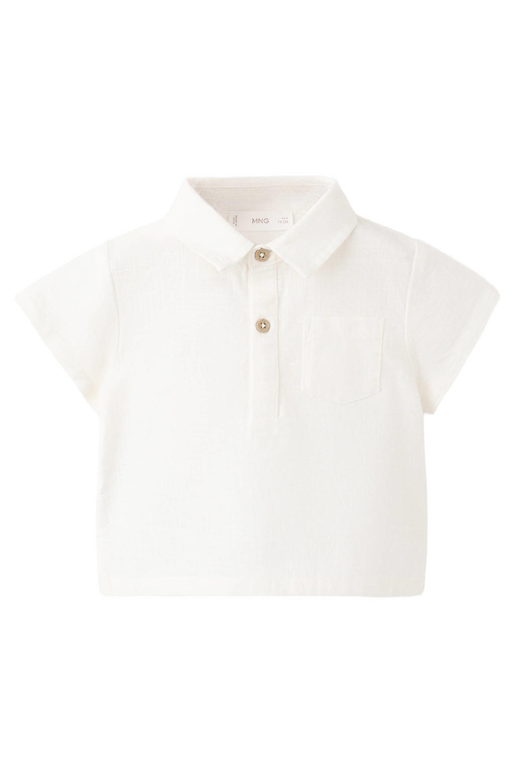 Witte jongens Mango Kids polo van katoen met effen, korte mouwen en knoopsluiting