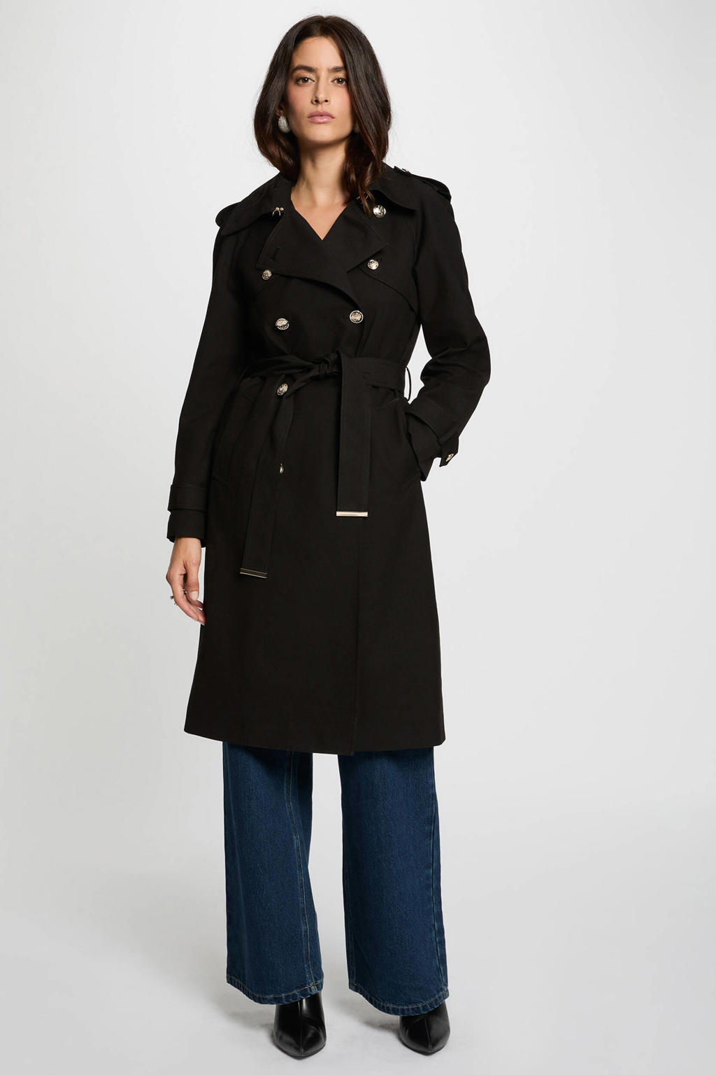 Morgan trenchcoat met ceintuur - zwart