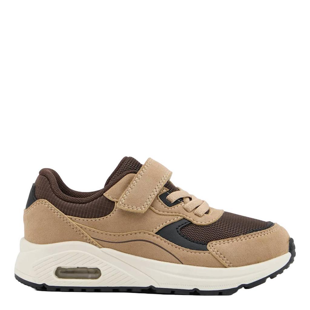 Beige en bruine jongens Vty sneakers - van textiel/synthetisch met elastische veter- met klittenbandsluiting