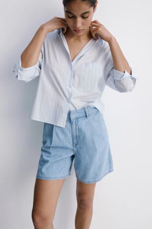 straight regular waist bermuda short medium blue denim