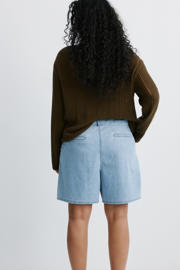 thumbnail: Mango straight regular waist bermuda short medium blue denim