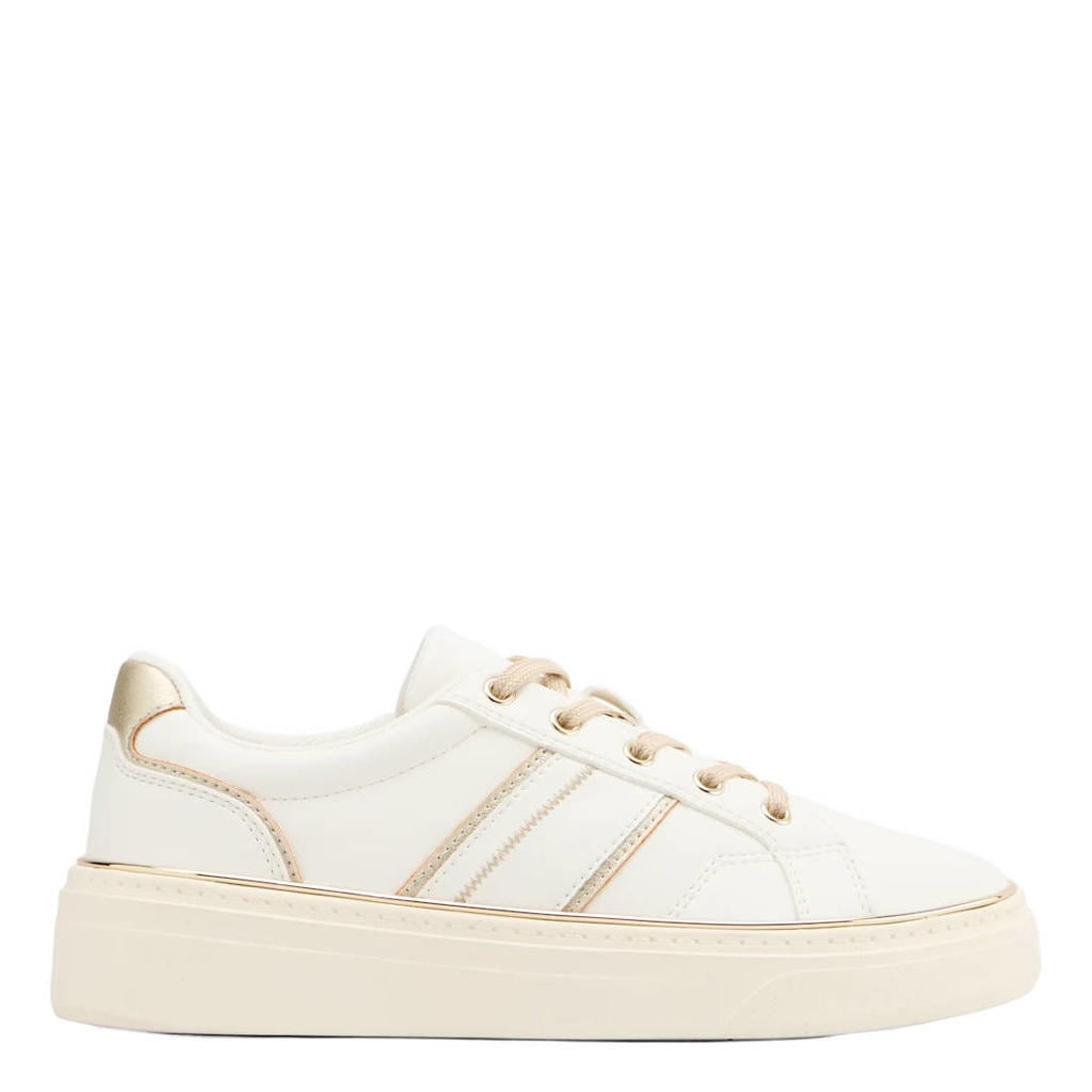 Witte dames Graceland imitatieleren sneakers - met veters