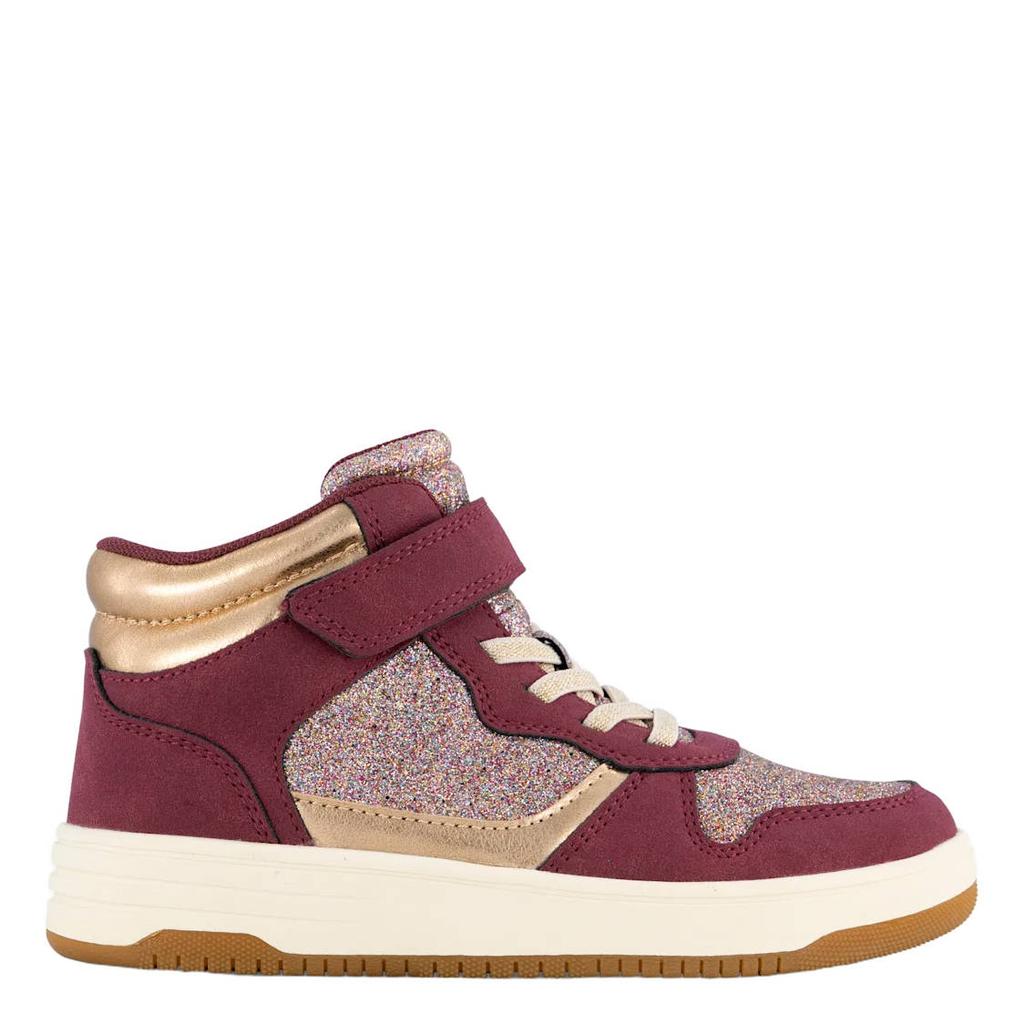 Donkerrode meisjes Graceland sneakers met glitters - met elastische veter- met klittenbandsluiting