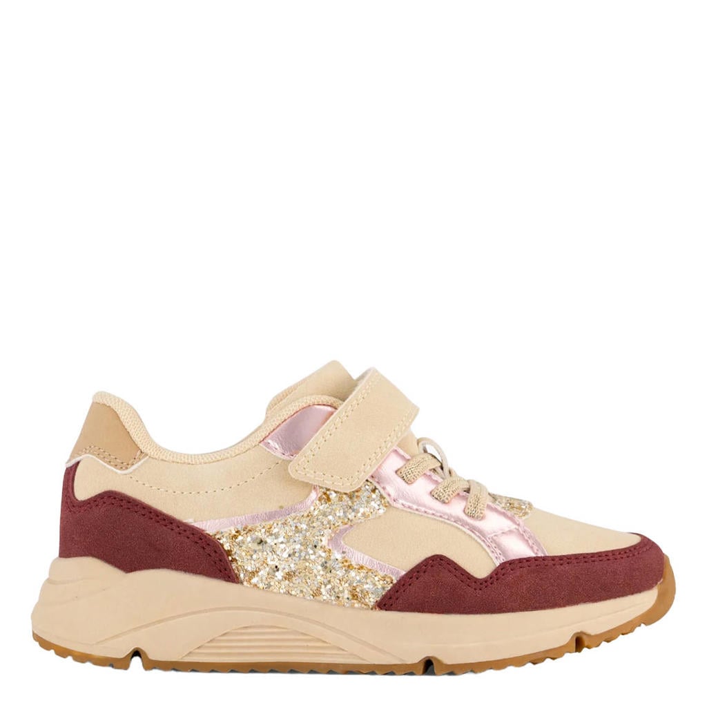 Beige meisjes Graceland imitatieleren sneakers - met elastische veter- met klittenbandsluiting