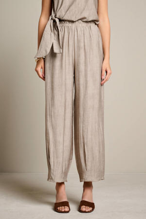 wide leg regular waist broek grijs