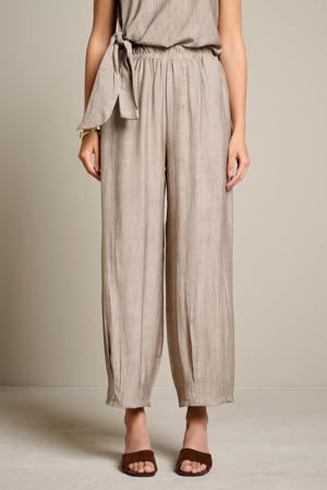 wide leg regular waist broek grijs
