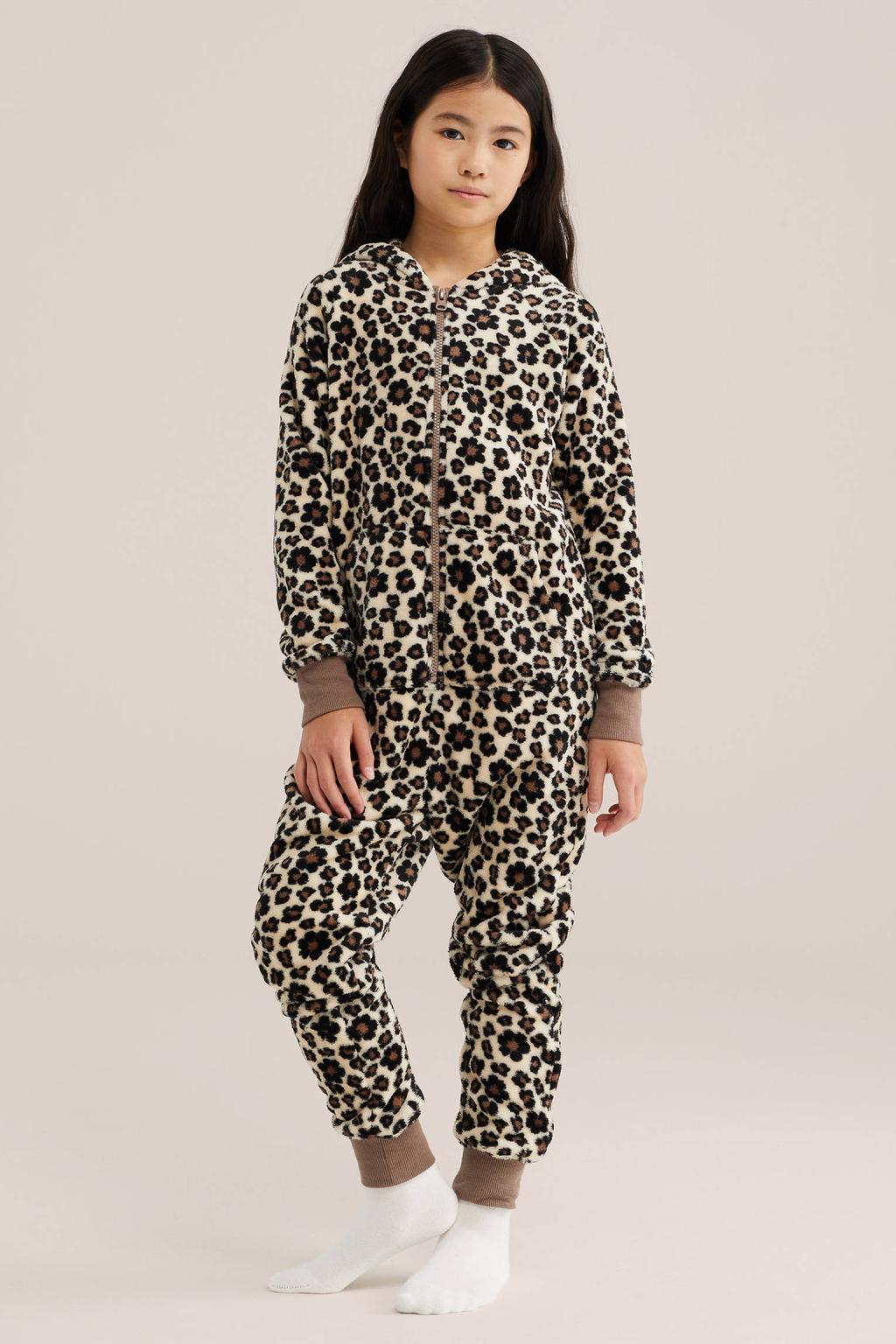 WE Fashion onesie met panterprint - beige/bruin