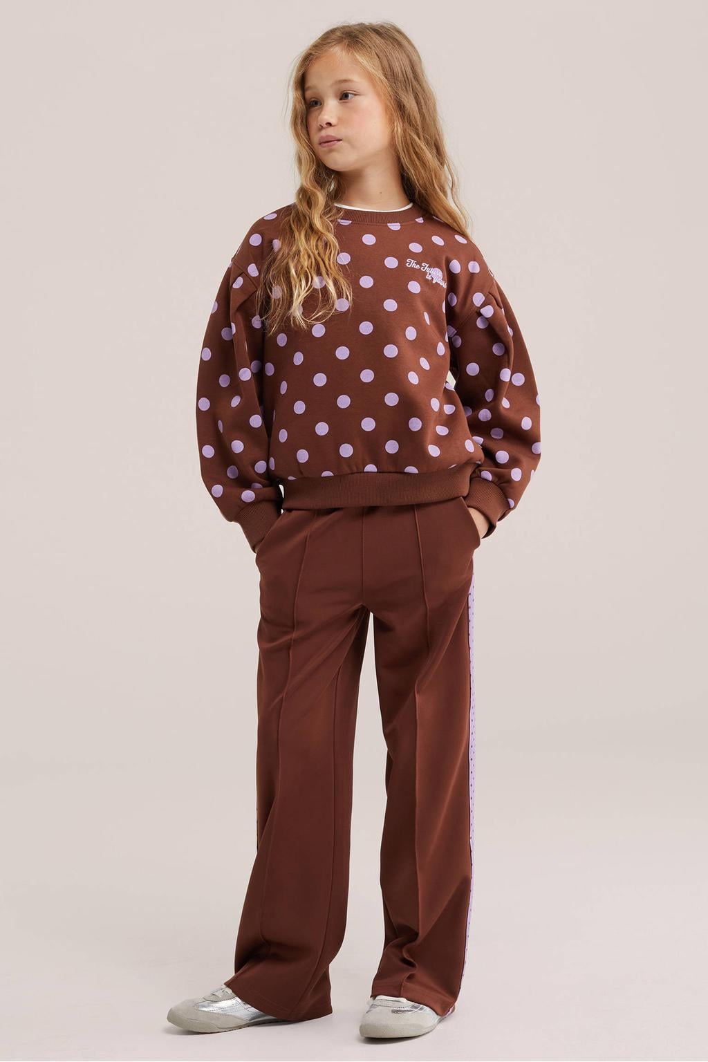 WE Fashion sweater met backprint - bruin/lila