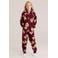 WE Fashion fleece onesie met print - donkerrood/bruin