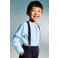 Mango Kids casual overhemd met linnen lichtblauw