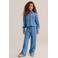 WE Fashion Blue Ridge denim blouse met borduursels - middelblauw