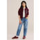 WE Fashion gebreid vest met patches en wol - donkerrood