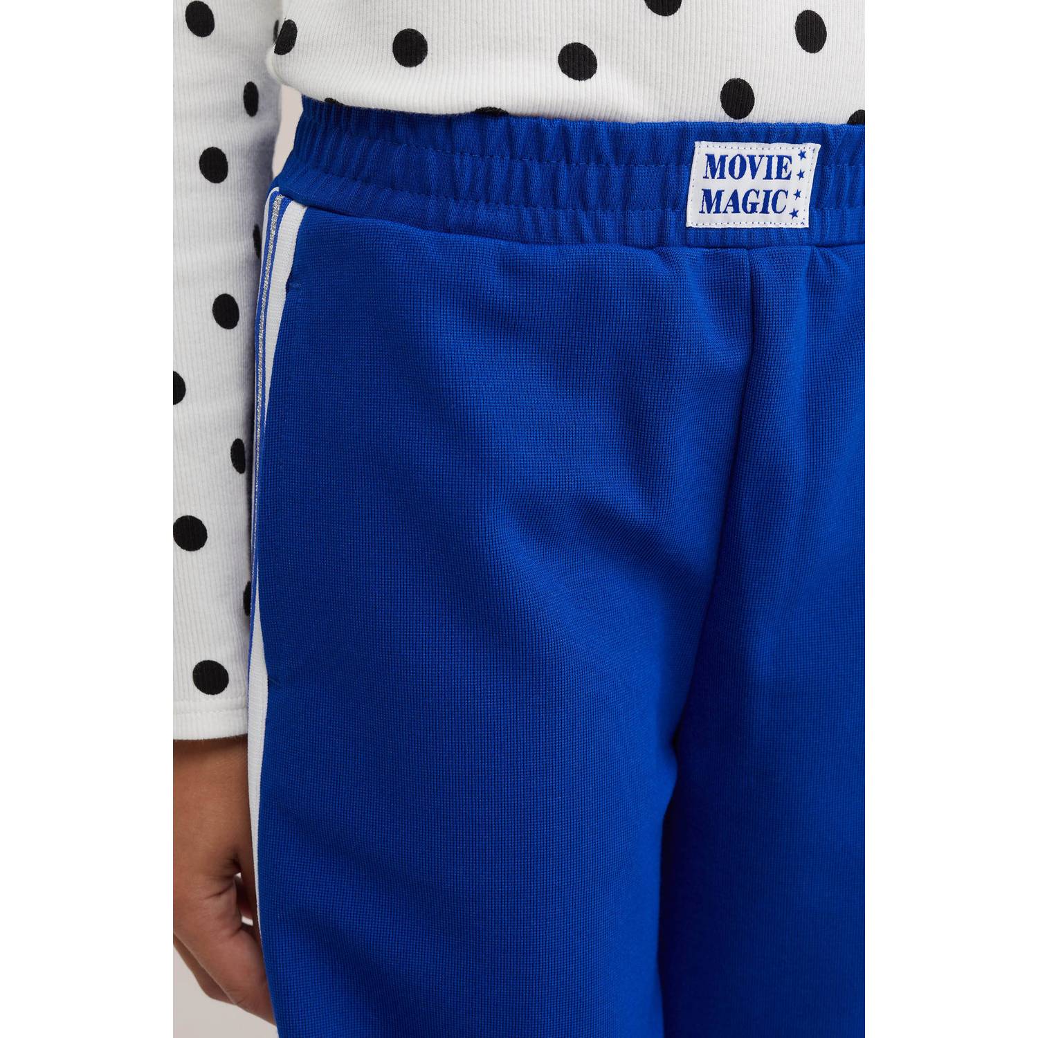 WE Fashion loose fit gestreepte joggingbroek blauw