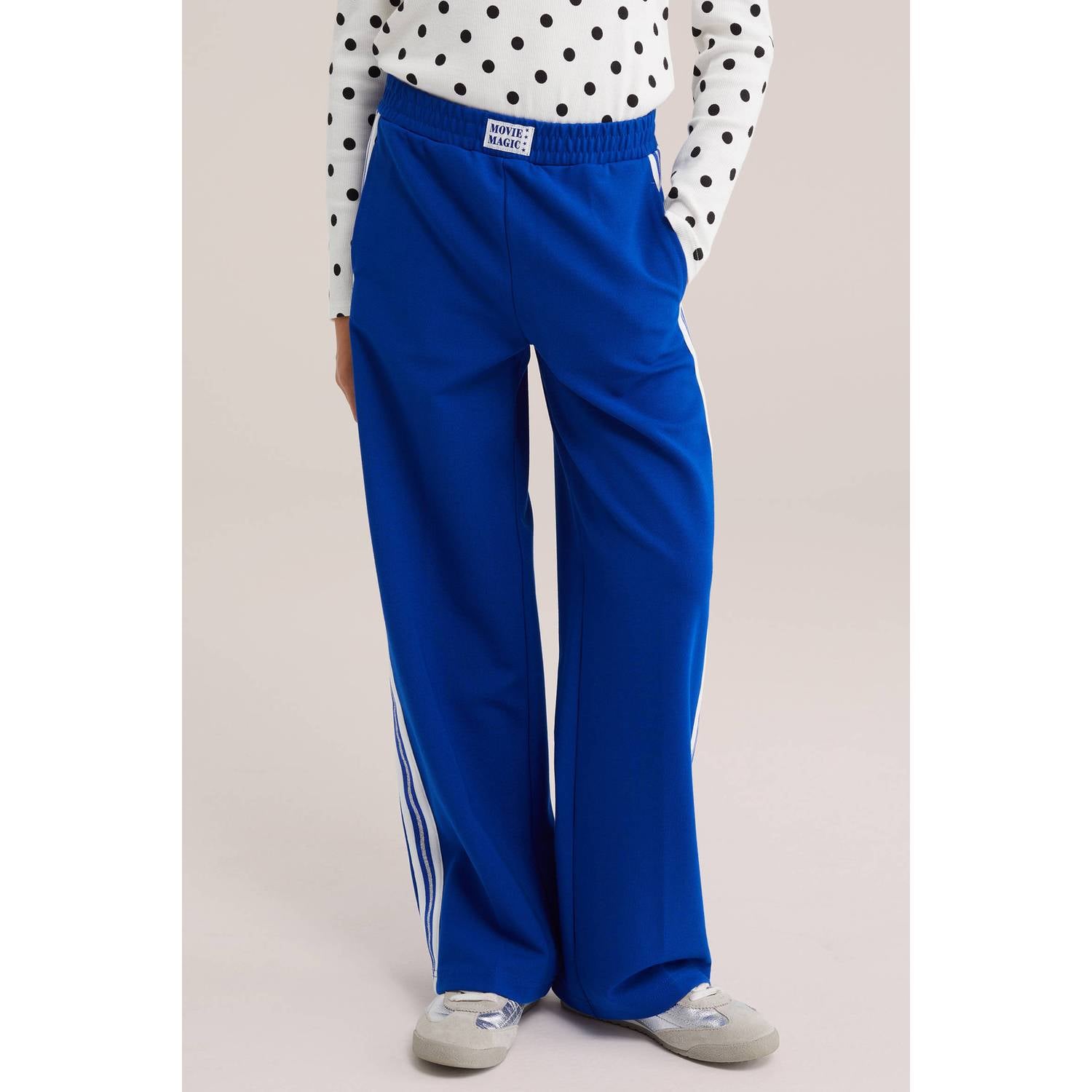 WE Fashion loose fit gestreepte joggingbroek blauw