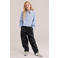 WE Fashion imitatieleren loose fit barrel coated broek - zwart