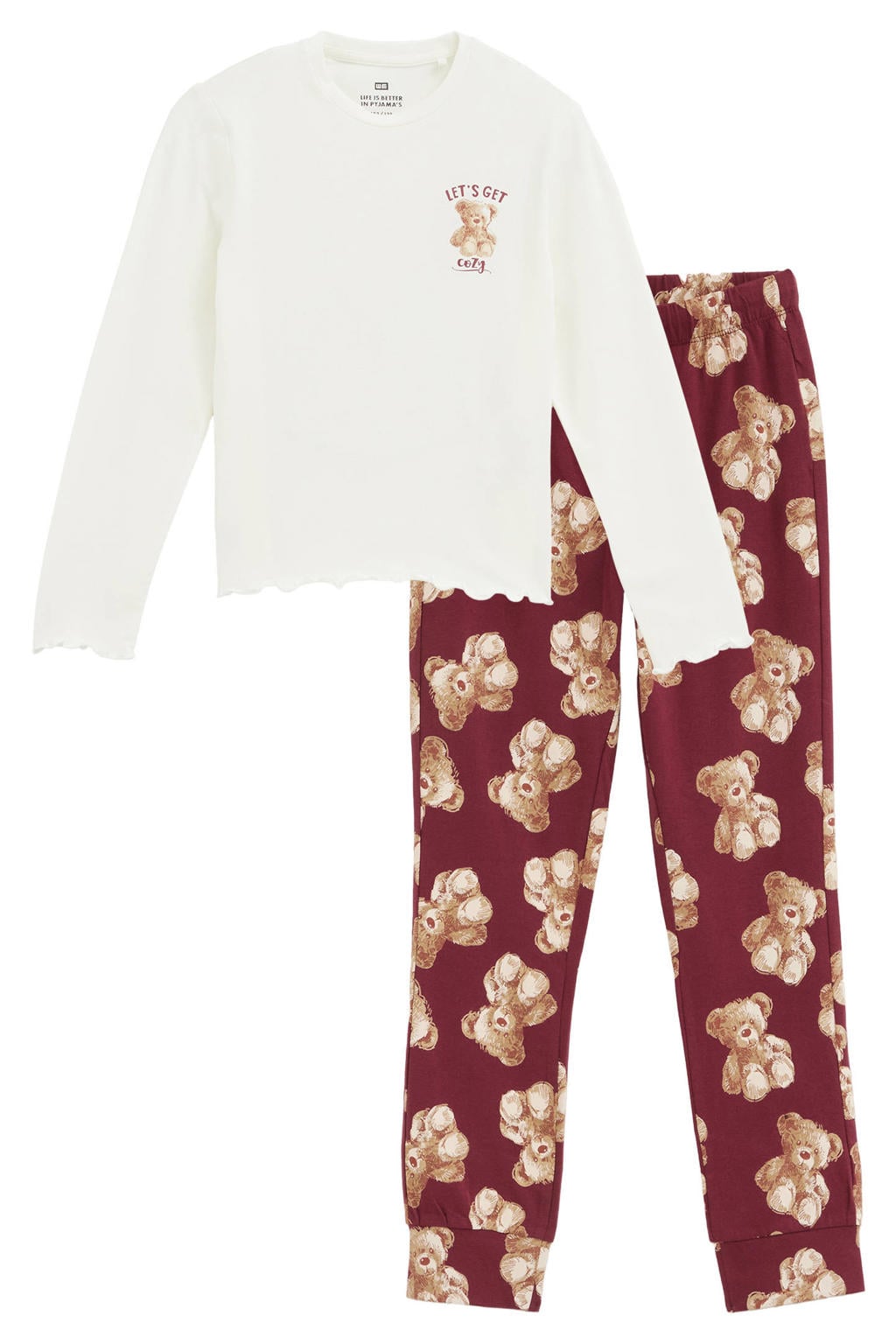 WE Fashion pyjama met print - wit/rood