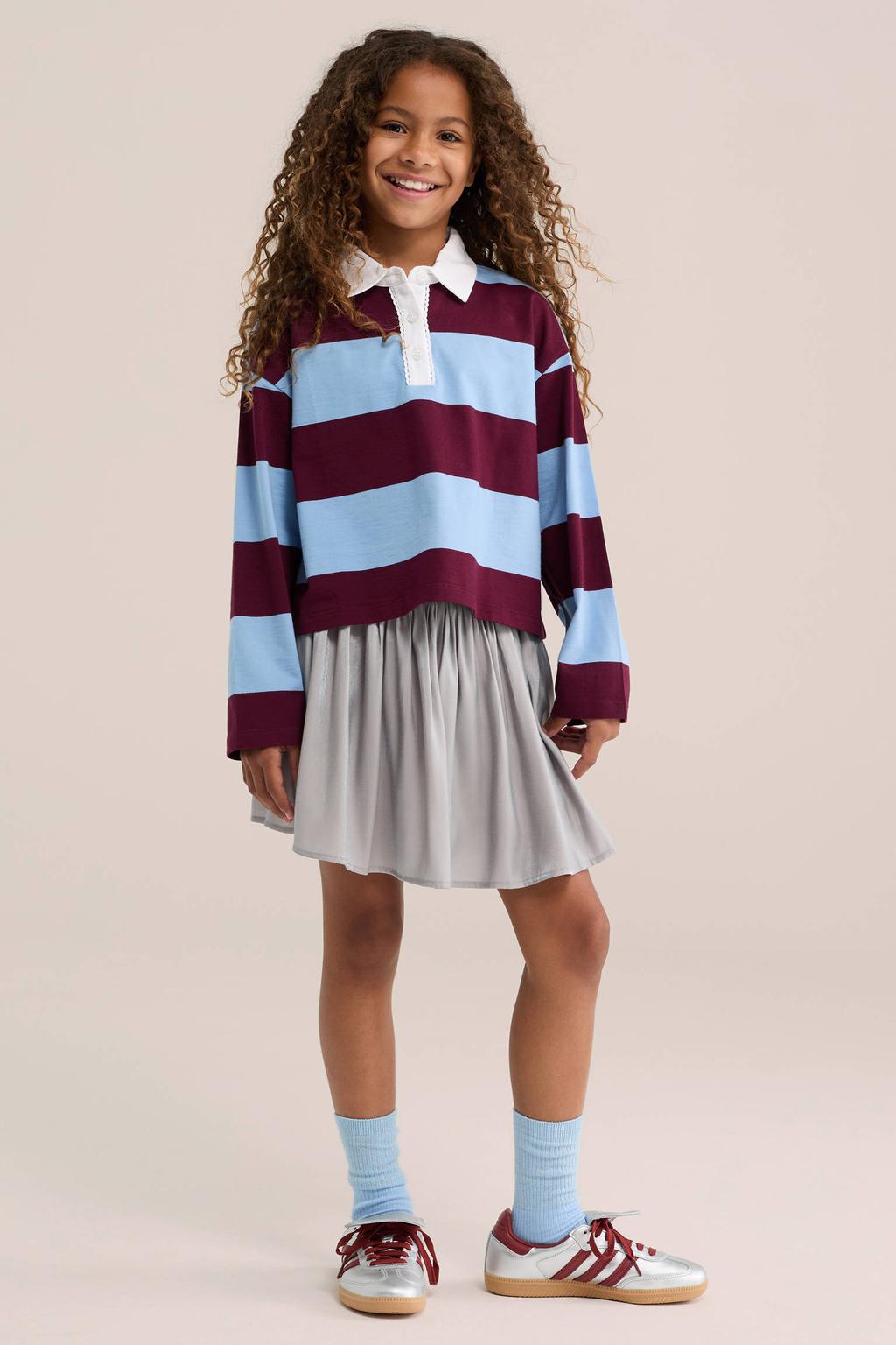 Zilverkleurige meisjes WE Fashion mini plooirok met plooien gemaakt van viscose