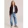WE Fashion oversized sweatvest - bruin/roze