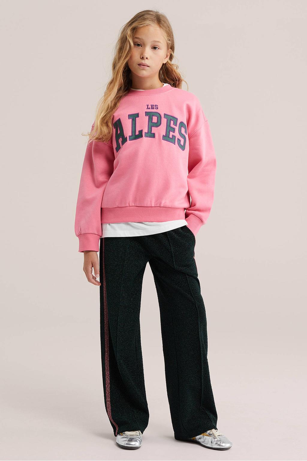 WE Fashion sweater met tekst - roze