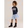 WE Fashion gestreepte sweatjurk met tekst - donkerblauw