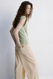 thumbnail: Mango top met ingebreid patroon groen