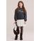 WE Fashion midi sweatjurk met tekst en tule details - donkergrijs/wit
