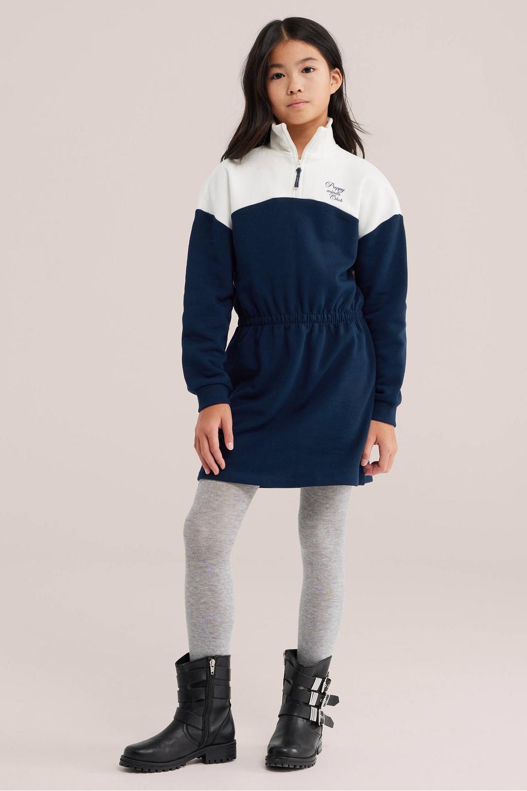 WE Fashion sweatjurk - donkerblauw/wit
