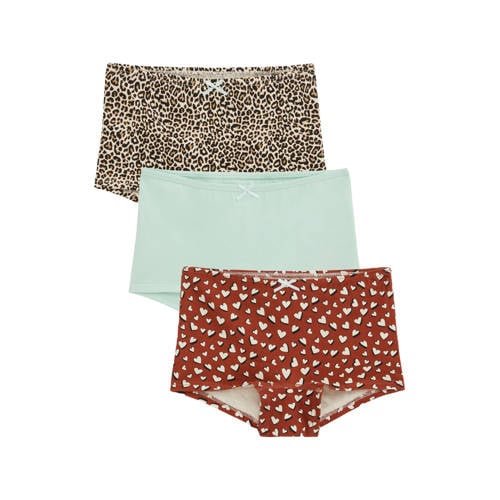 WE Fashion hipsters met print (set van 3) – Donkerblauw/lichtblauw/ecru