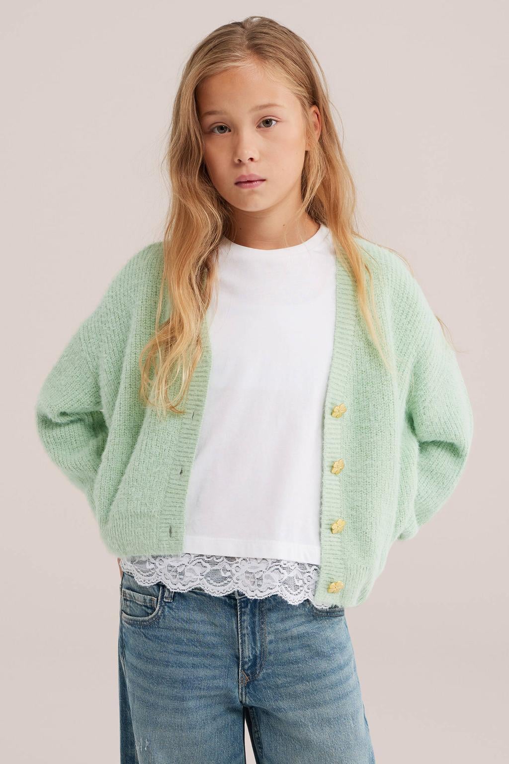 WE Fashion gebreid vest - mintgroen