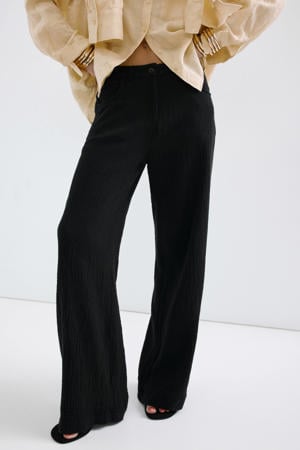 straight regular waist broek zwart