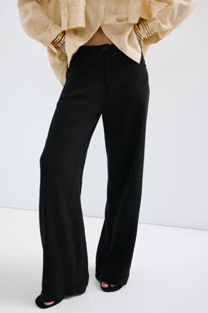 straight regular waist broek zwart
