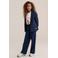WE Fashion regular fit gestreepte blazer - marineblauw